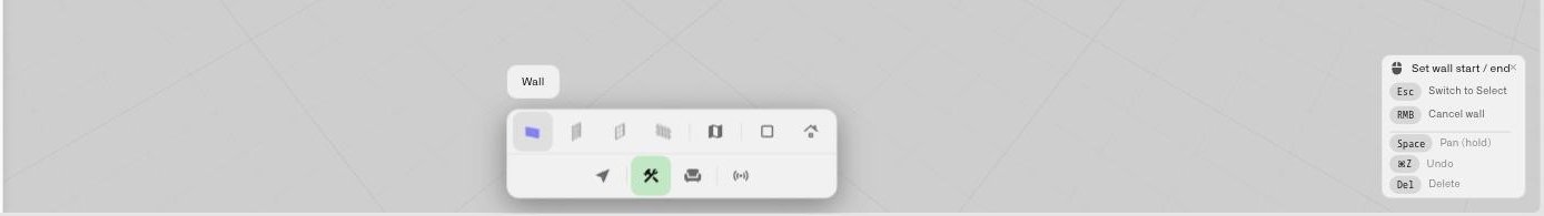 The Build row of structure tools — Wall, Door, Window, Fence, Flat roof, Pitched roof — above the mode toolbar